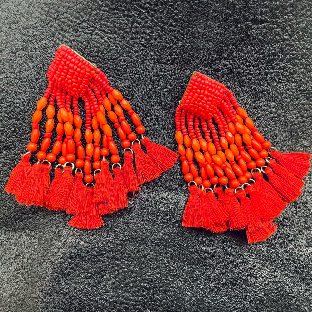 Baublebar Beaded and Fringe statement earrings